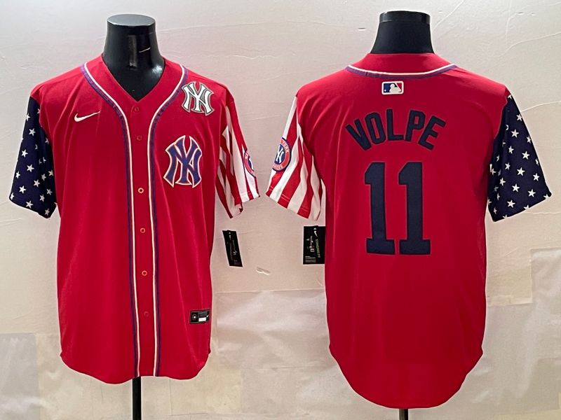 Men New York Yankees #11 Volpe Red a generation of national flags Jointly Name 2025 Nike MLB Jersey style 8